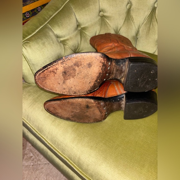 VINTAGE USA COWTOWN OSTRICH LEATHER ENGINEER BOSS BOOTS 10B - Picture 13 of 14